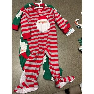 Christmas Carter's 2 piece set fleece sleepers NWT 12 month red/grey/green